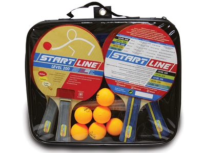 Набор START LINE: 4 Ракетки Level 200, 6 Мячей Club Select, Сетка с креплением, упаковано в сумку на молнии с ручкой